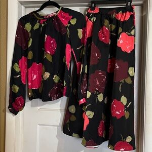 NWOT KATE SPADE JUST ROSY SKIRT AND BLOUSE SET